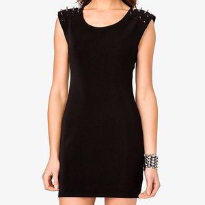 Forever 21 spiked shoulder black dress